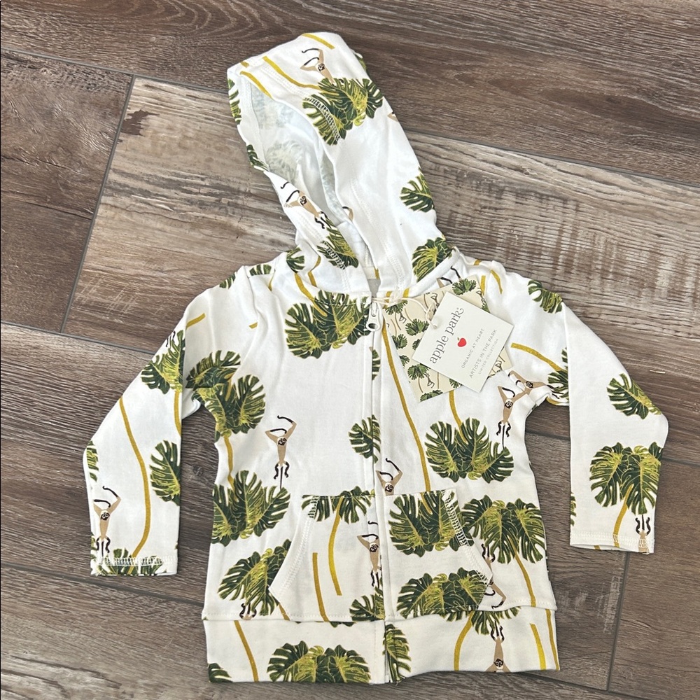Apple Park 6-12mo Tropical Leaf Print Kids ZipUp Hoodie NWT